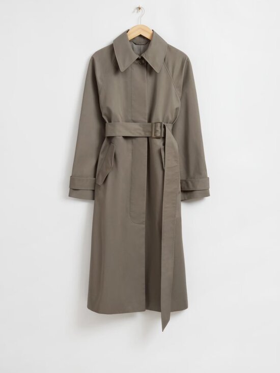 & Other Stories Jackets & Blazers - & Other Stories Relaxed Mid-Length Trench Coat in Khaki Green